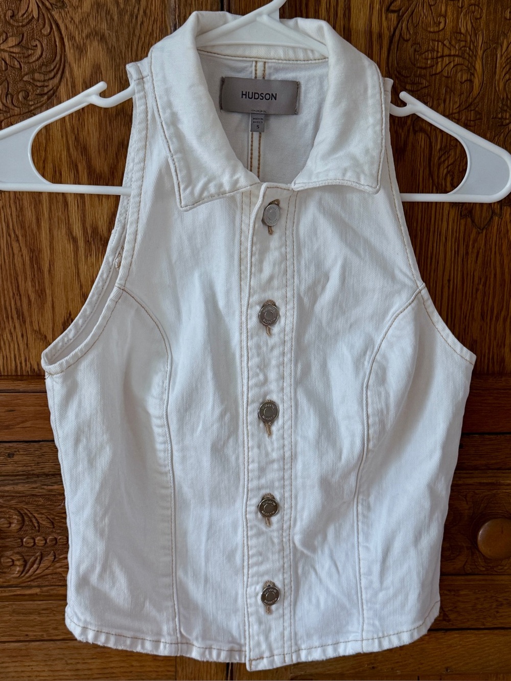 Hudson White Denim Halter Vest, size S
